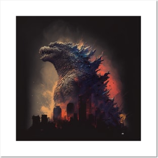 Godzilla illustration Posters and Art